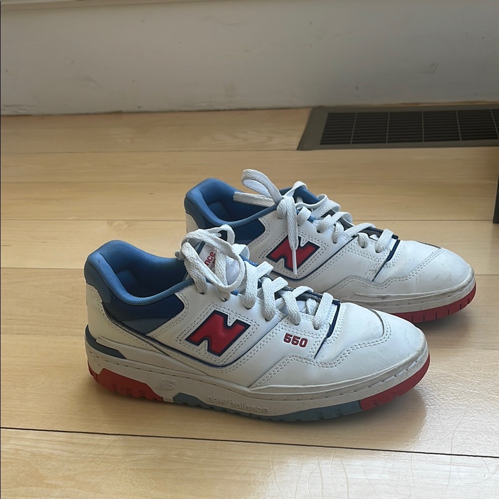 New Balance 550 White and Red Sneakers
